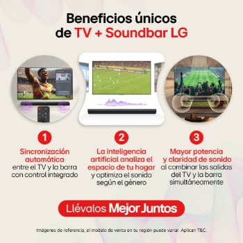 LG TV LG NanoUHD AI de  50" + Barra de Sonido S20 –  El combo perfecto para vivir el Futbol con imagen y sonido de estadio. , 50NU850BPSA.S20A